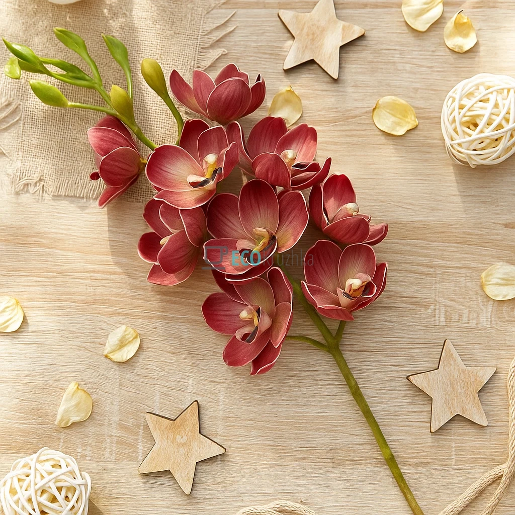 Штучна латексна орхідея, 14 квіток діаметром 5 см, висота 82 см, колір маджента (140-031) Штучна латексна орхідея, 14 квіток діаметром 5 см, висота 82 см, колір маджента (140-031)