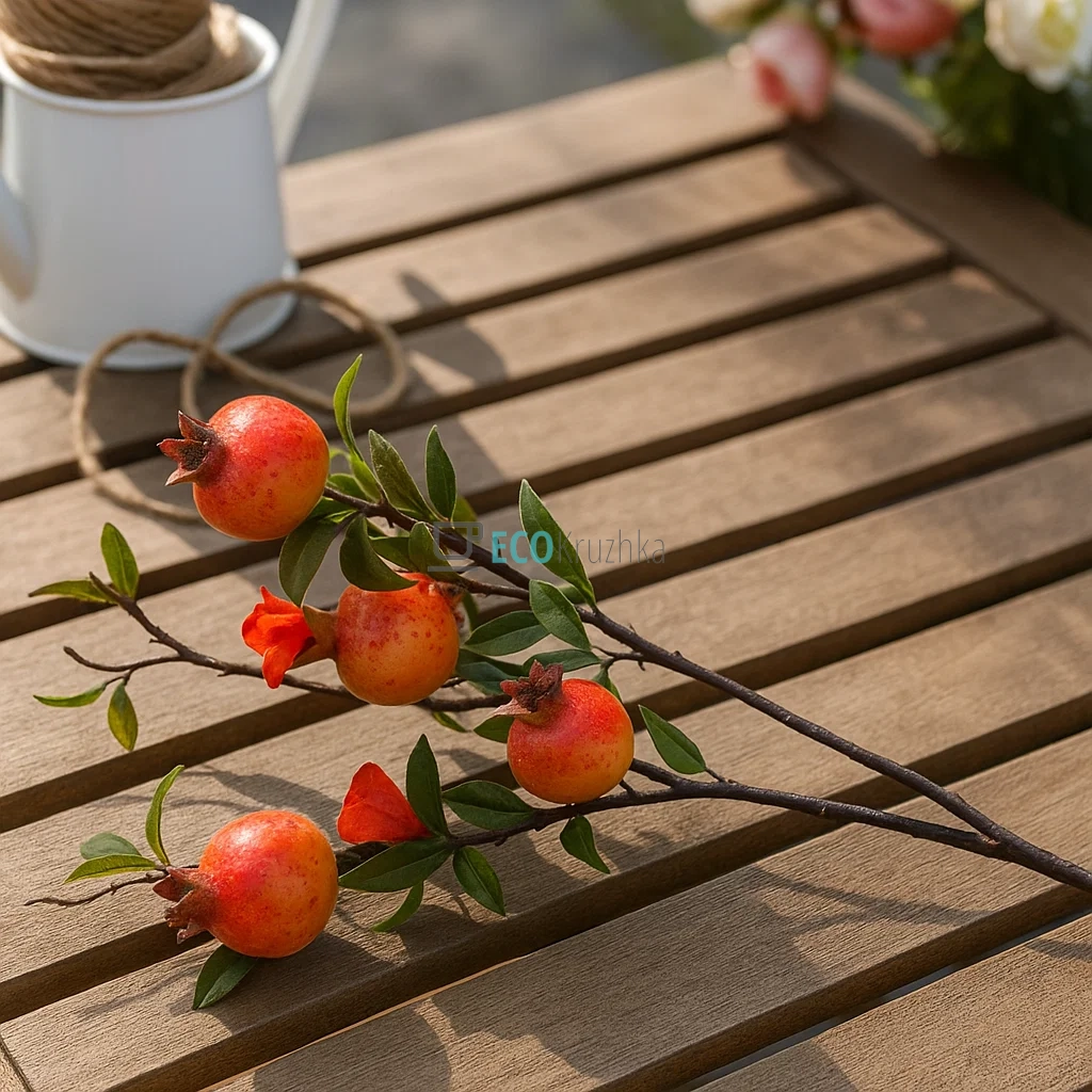 Гілка декоративна з плодами і суцвіттями Гранату, 80 см (арт. 119-009) Гілка декоративна з плодами і суцвіттями Гранату, 80 см (арт. 119-009)