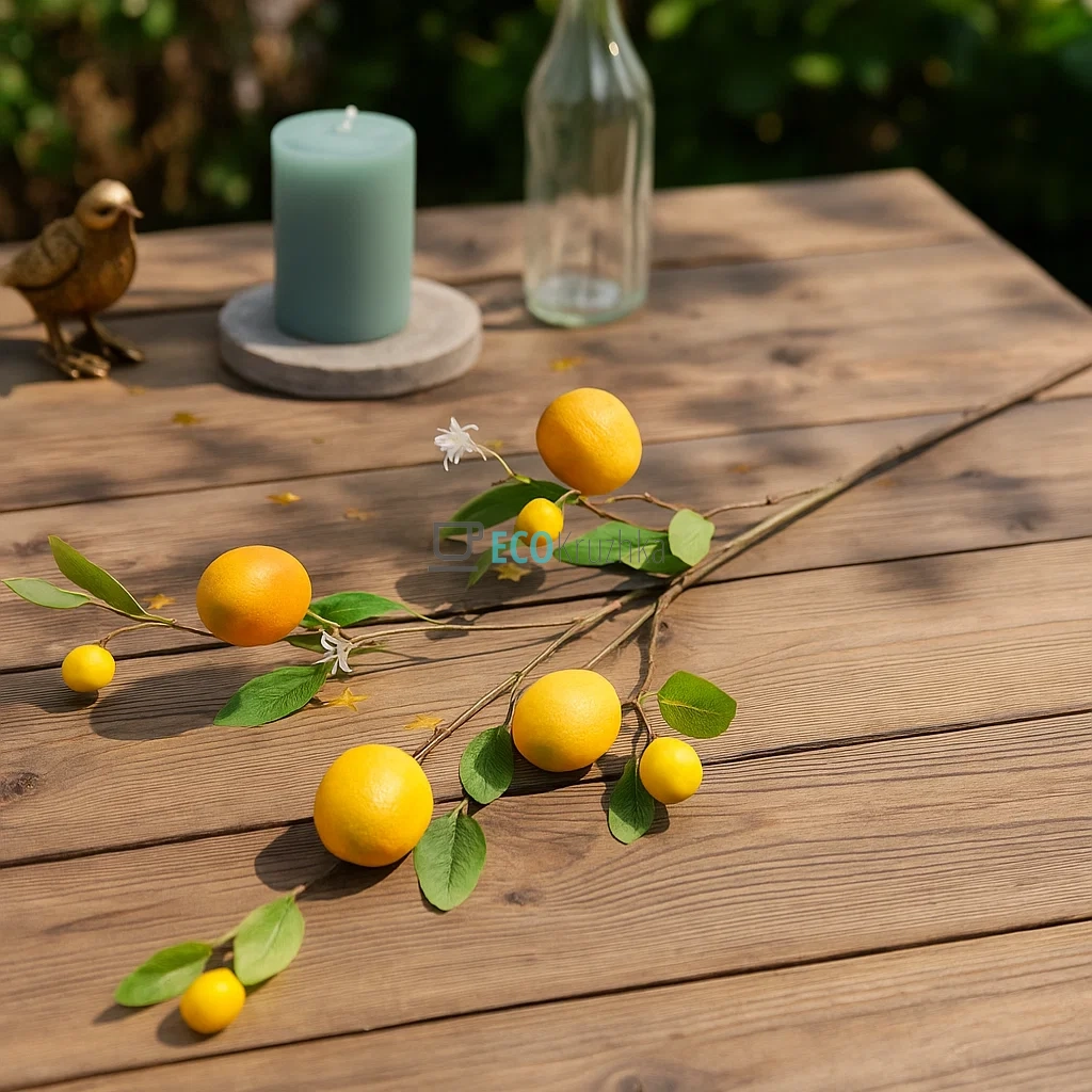 Гілка декоративна Лимон із плодами і суцвіттями, довжина 97 см (арт. 119-023) Гілка декоративна Лимон із плодами і суцвіттями, довжина 97 см (арт. 119-023)