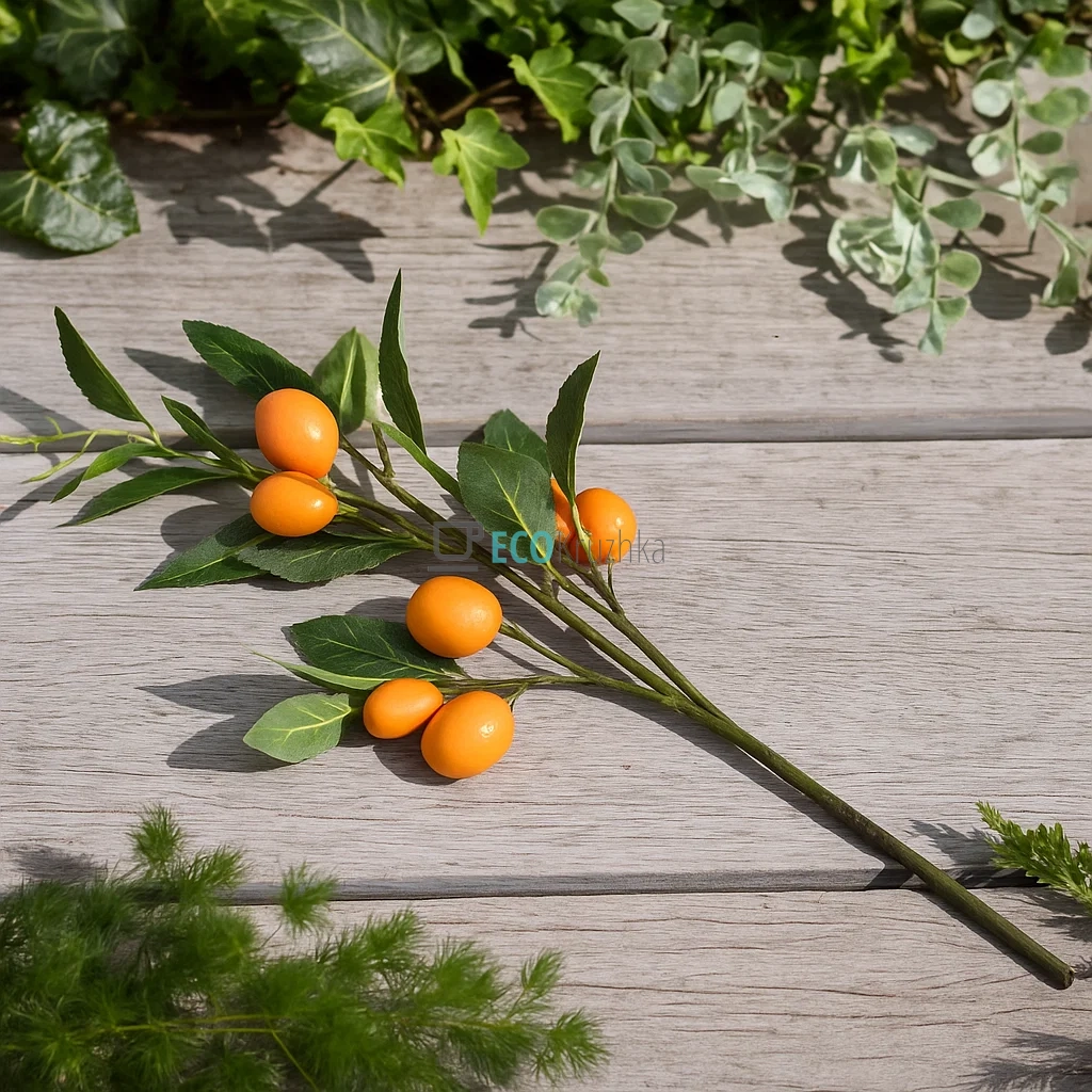 Гілка декоративна з плодами Апельсина, 57 см (арт. 119-012) Гілка декоративна з плодами Апельсина, 57 см (арт. 119-012)