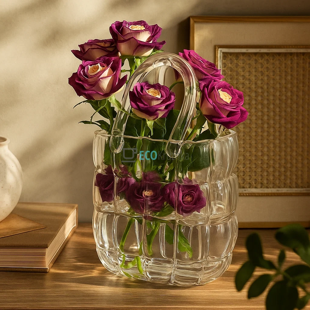 Ваза з прозорого скла у формі Сумочки 18 х 9 х 28см (992-272) Ваза з прозорого скла у формі Сумочки 18 х 9 х 28см (992-272)