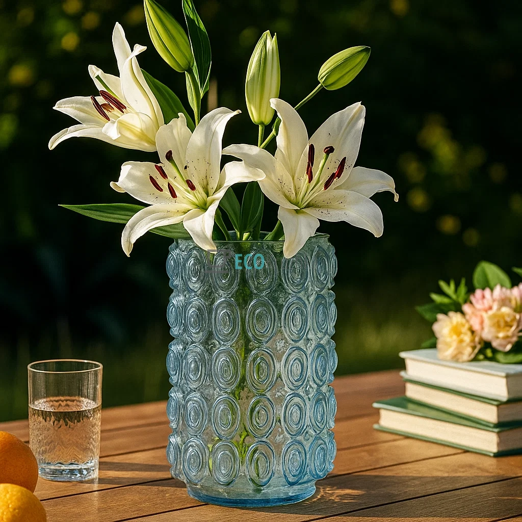 Ваза скляна Bubbles, 30см, Блакитна 591-322 Ваза скляна Bubbles, 30см, Блакитна 591-322