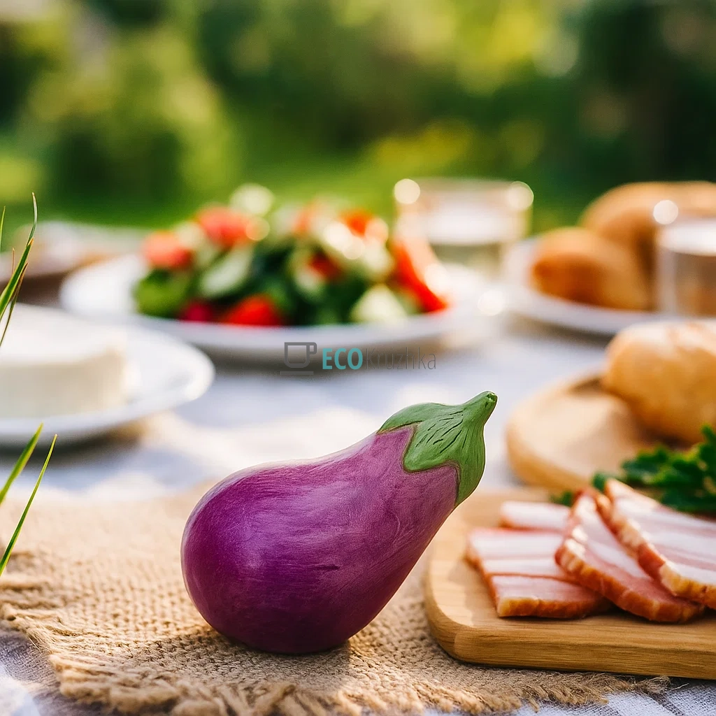 Керамічний декор "Баклажан" фіолетового кольору, 7x4.5x6.5 см (HA9-131) Керамічний декор "Баклажан" фіолетового кольору, 7x4.5x6.5 см (HA9-131)