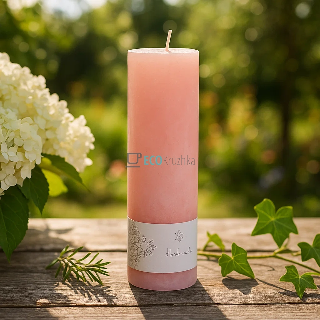 Свічка циліндрична 20см, колір - персиковий C06_20_1-2.2