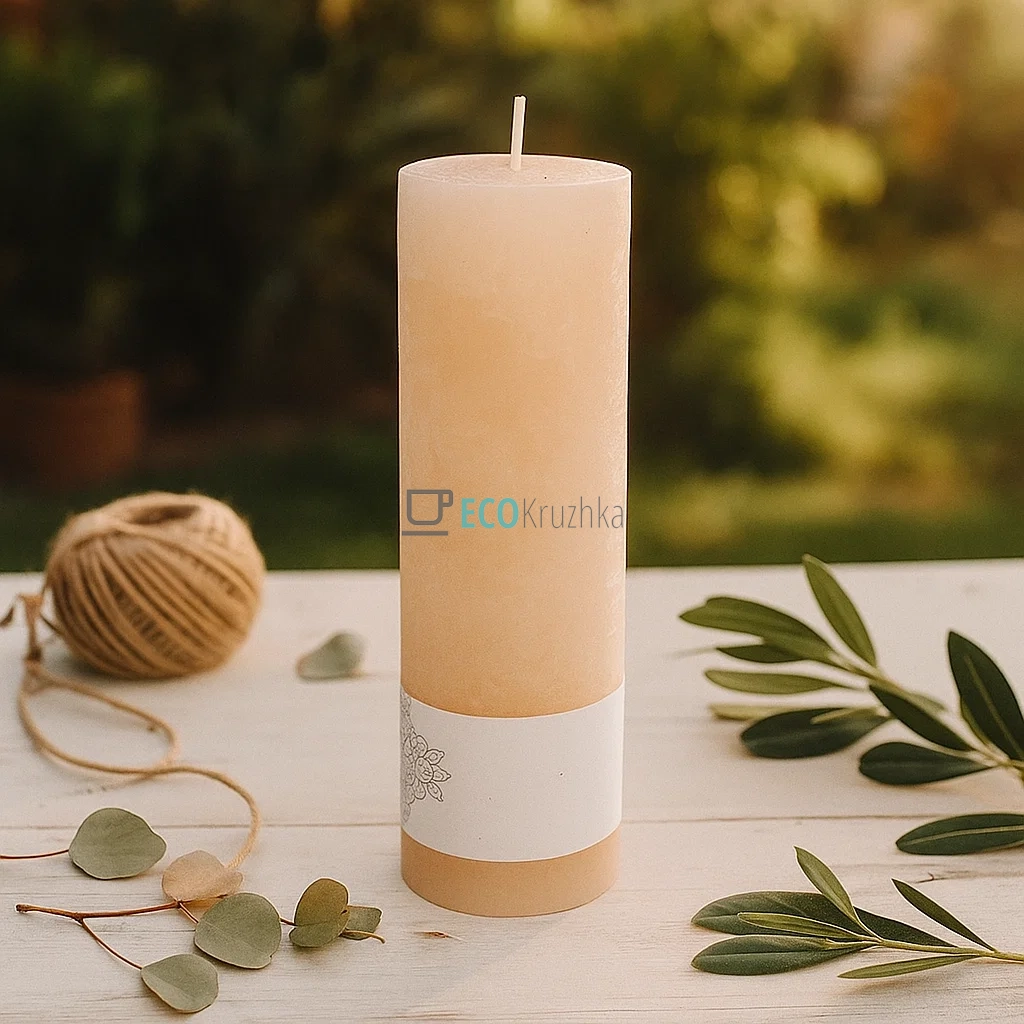 Свічка циліндрична 20см, колір - лляний C06_20_1-1.3