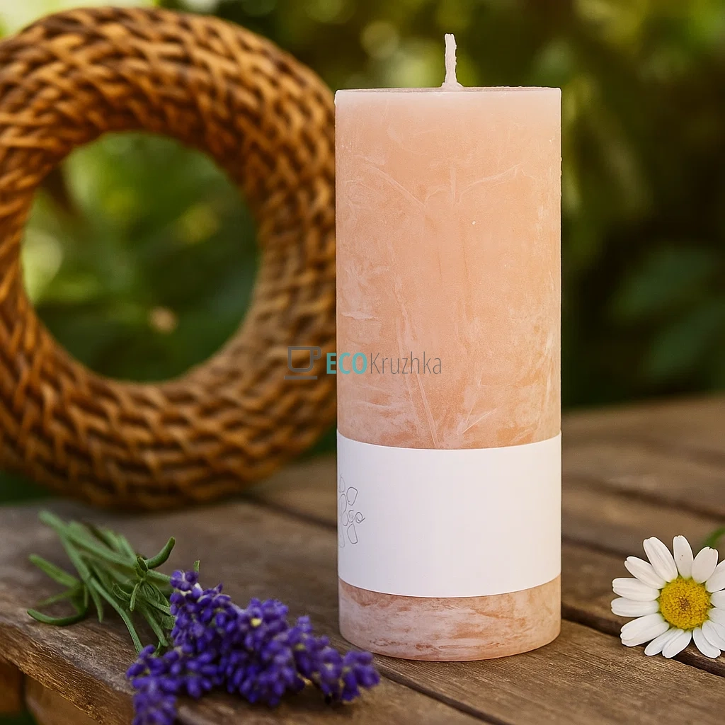 Свічка циліндрична 15см, колір - рожево-коричневий C06_15_1-7.1