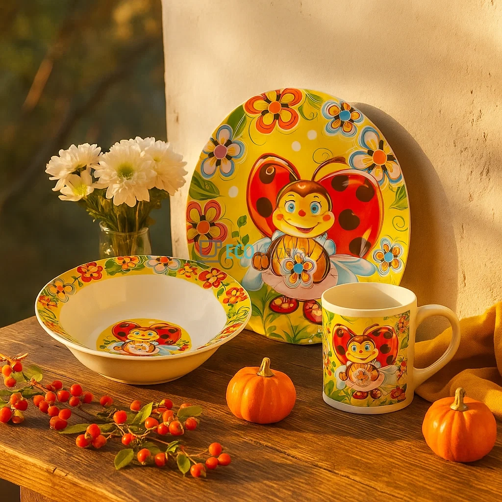 Дитячий фарфоровий посуд: набір з 3 предметів Метелик CS170-3 Дитячий фарфоровий посуд: набір з 3 предметів Метелик CS170-3