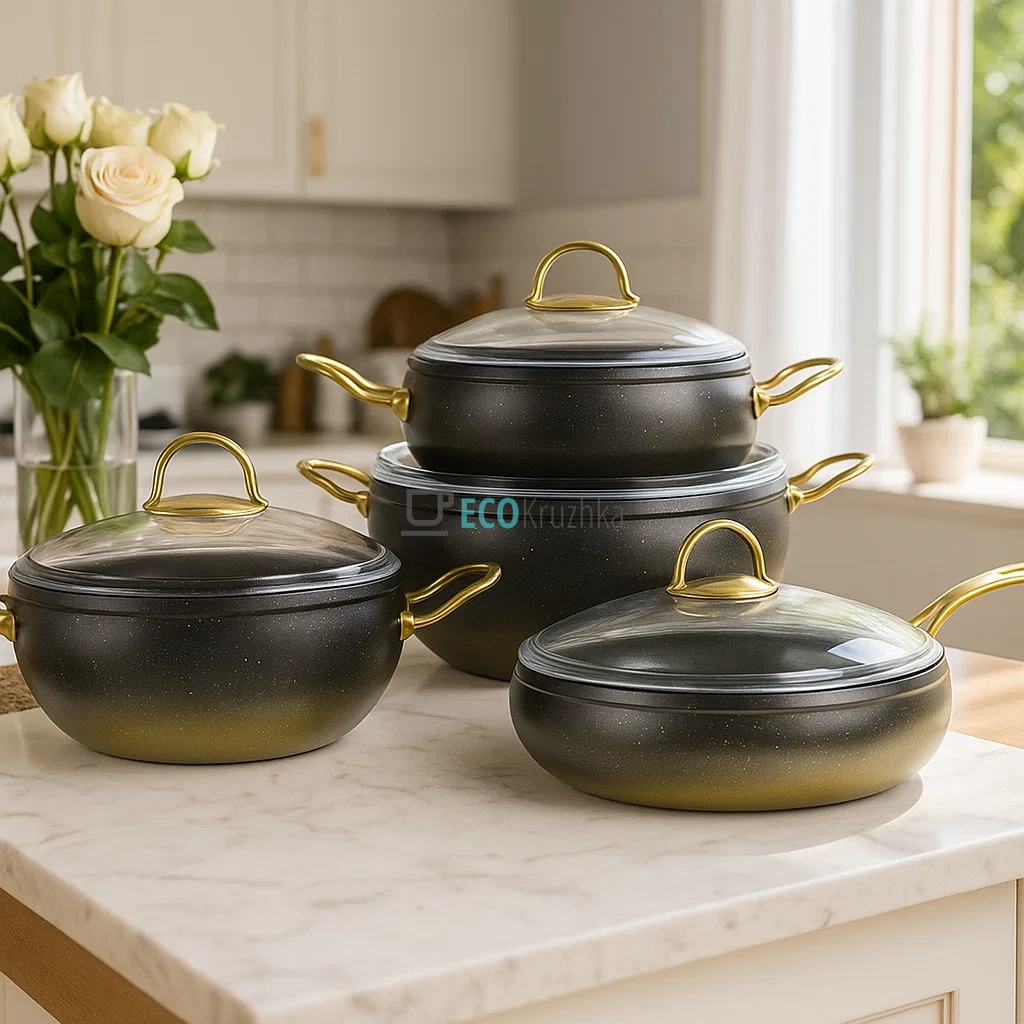 Набір кухонного посуду Edenberg 8 предметів з мармуровим антипригарним покриттям EB-12946 Набір кухонного посуду Edenberg 8 предметів з мармуровим антипригарним покриттям EB-12946