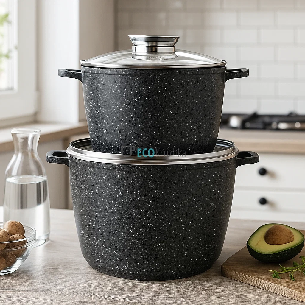 Набір каструль Edenberg 6 предметів з мармуровим антипригарним покриттям, Чорний EB-8133 Набір каструль Edenberg 6 предметів з мармуровим антипригарним покриттям, Чорний EB-8133