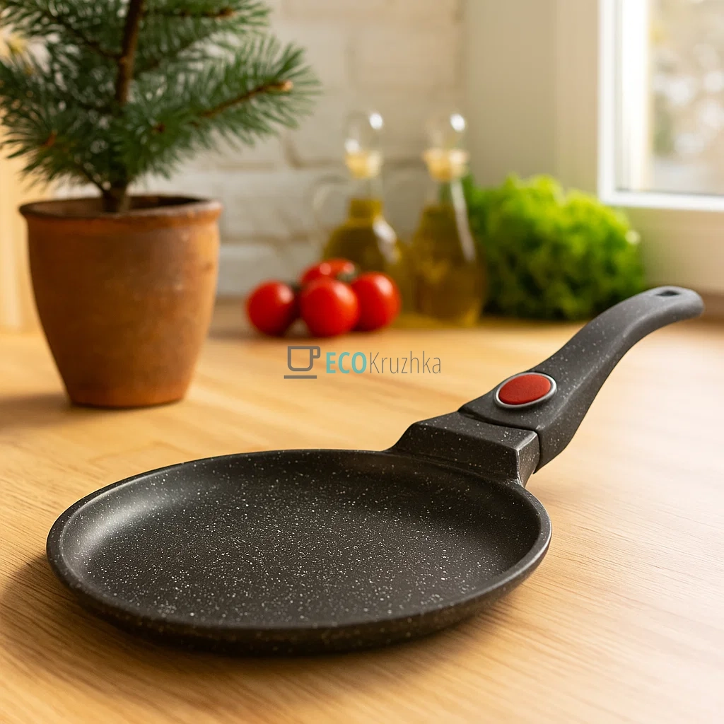 Сковорода для млинців 22 см з мармуровим покриттям та знімною ручкою Edenberg чорний EB-3382 Сковорода для млинців 22 см з мармуровим покриттям та знімною ручкою Edenberg чорний EB-3382