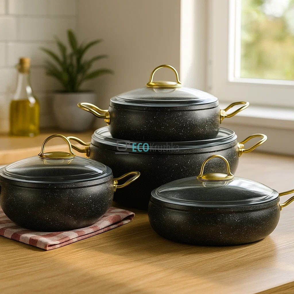 Набір кухонного посуду Edenberg 8 предметів з мармуровим антипригарним покриттям EB-12948 Набір кухонного посуду Edenberg 8 предметів з мармуровим антипригарним покриттям EB-12948