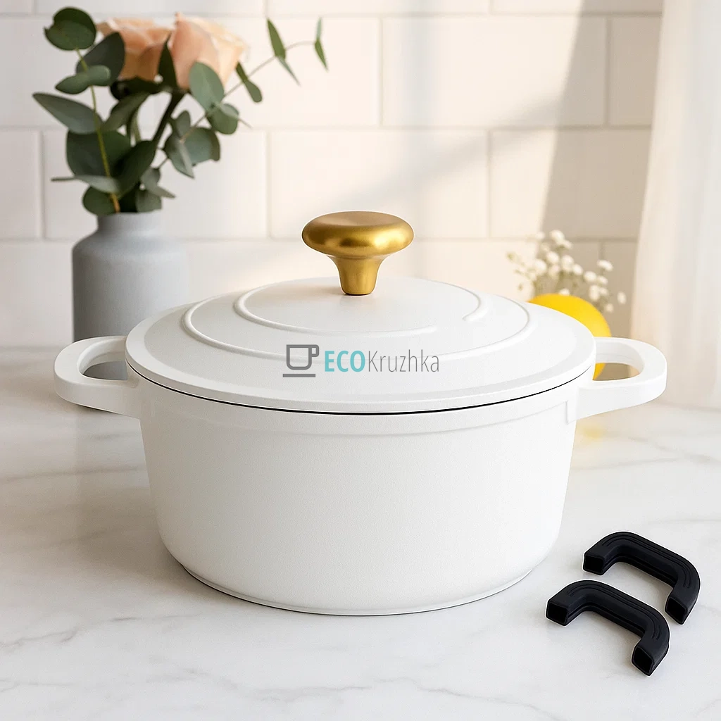 Каструля з мармуровим покриттям та алюмінієвою кришкою, 4.4 л (24 х 12 см) білий Edenberg EB-12093 Каструля з мармуровим покриттям та алюмінієвою кришкою, 4.4 л (24 х 12 см) білий Edenberg EB-12093