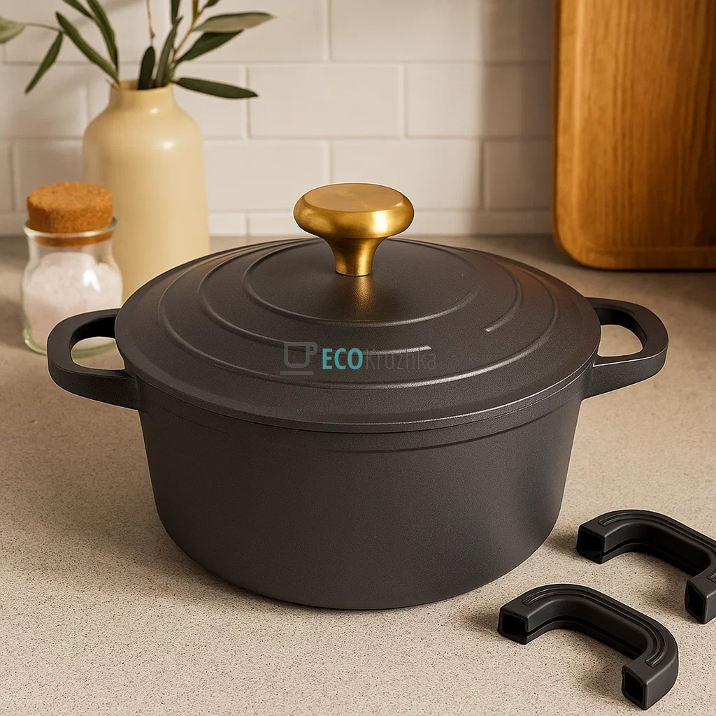 Каструля з мармуровим покриттям та алюмінієвою кришкою, 6.5 л (28 х 13 см) чорний Edenberg EB-12095 Каструля з мармуровим покриттям та алюмінієвою кришкою, 6.5 л (28 х 13 см) чорний Edenberg EB-12095