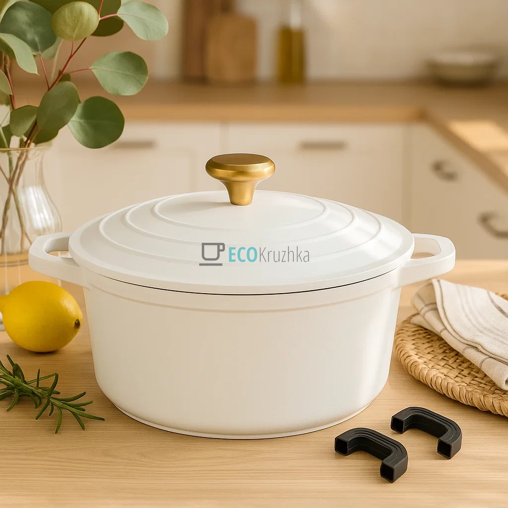 Каструля з мармуровим покриттям та алюмінієвою кришкою, 6.5 л (28 х 13 см) білий Edenberg EB-12095 Каструля з мармуровим покриттям та алюмінієвою кришкою, 6.5 л (28 х 13 см) білий Edenberg EB-12095