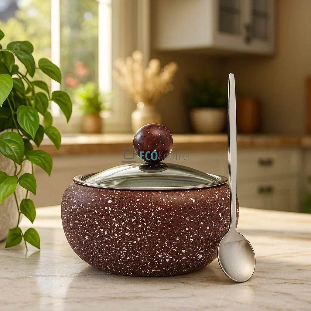 Цукорниця нержавіюча 450 мл з скляною кришкою та ложкою Бордовий Edenberg EB-18031 Цукорниця нержавіюча 450 мл з скляною кришкою та ложкою Бордовий Edenberg EB-18031