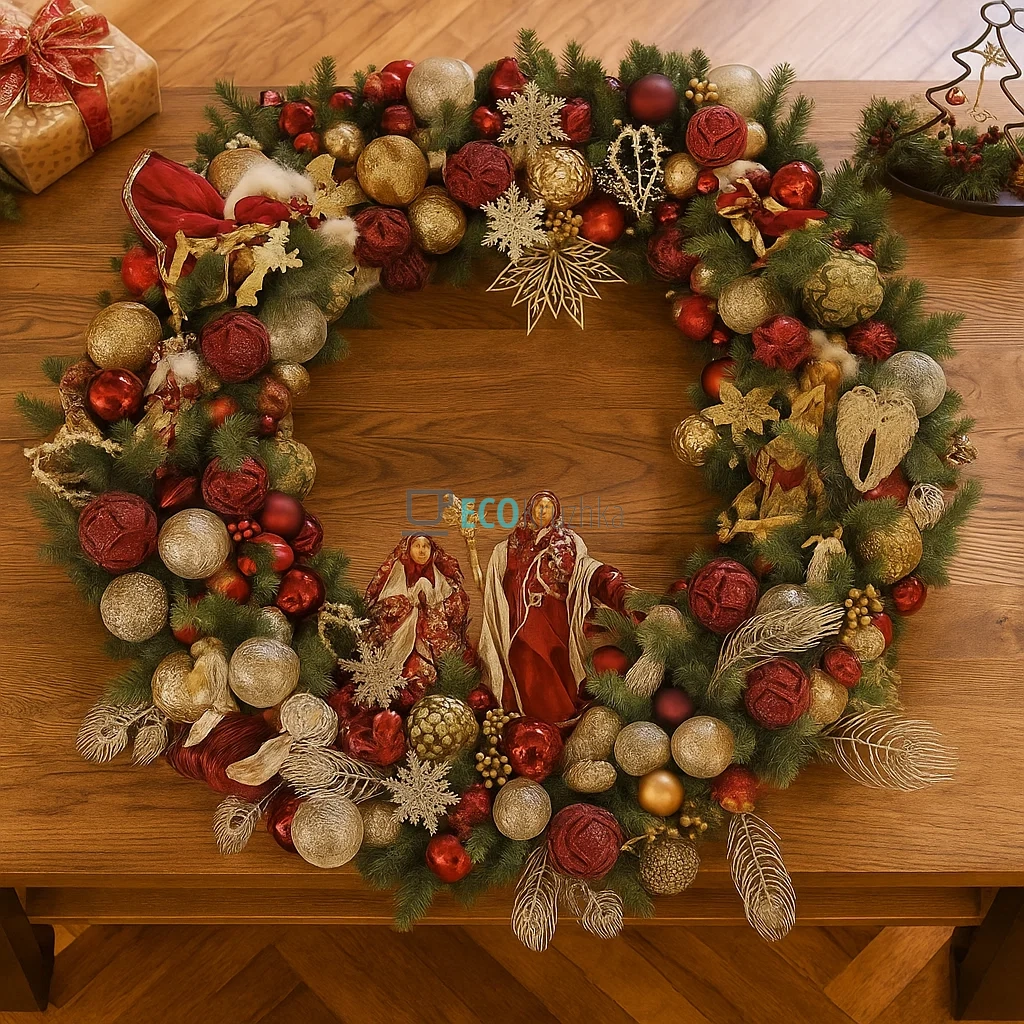 Декоративний вінок 130 см Різдво RM0-105 Декоративний вінок 130 см Різдво RM0-105