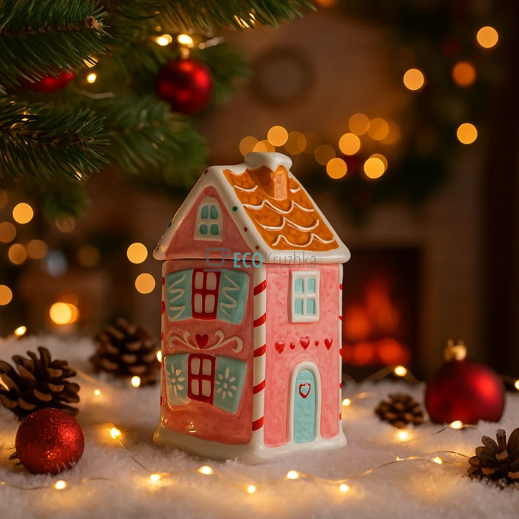 Керамічна банка для солодощів "Зефірно-Пряничний Будиночок", 1 л, рожевий (834-393) Керамічна банка для солодощів "Зефірно-Пряничний Будиночок", 1 л, рожевий (834-393)