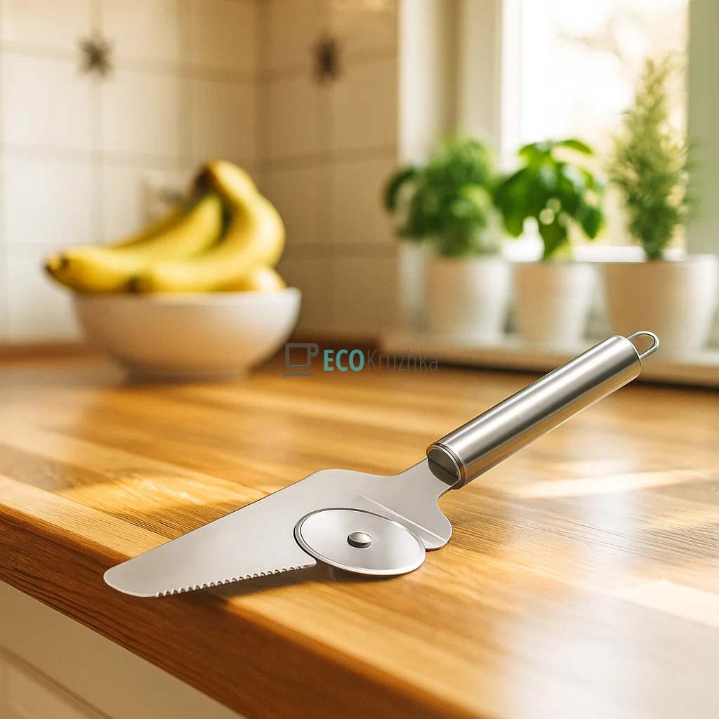 Лопатка-Ніж для нарізки та подачі піци 2 в 1 (EB-18957) Лопатка-Ніж для нарізки та подачі піци 2 в 1 (EB-18957)