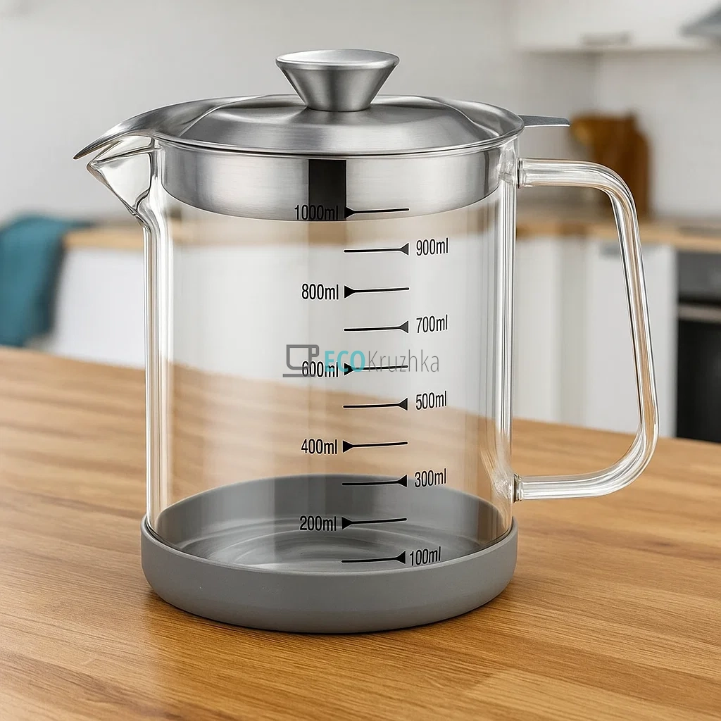 Скляний масляний резервуар 1 л, з фільтром для зберігання олії Edenberg EB-19671 Скляний масляний резервуар 1 л, з фільтром для зберігання олії Edenberg EB-19671