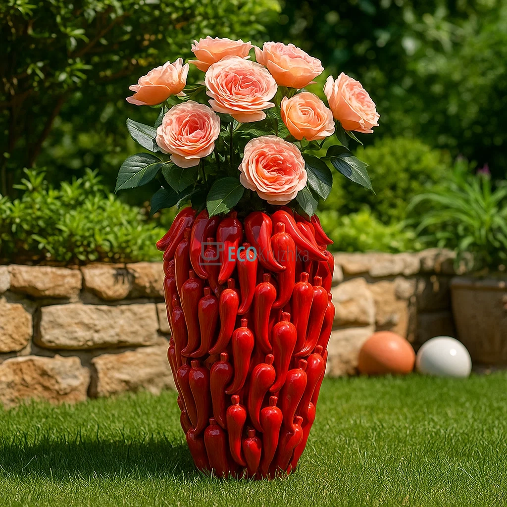 Порцелянова декоративна ваза Chili pepper 21 × 35 см червоний (457-371) Порцелянова декоративна ваза Chili pepper 21 × 35 см червоний (457-371)