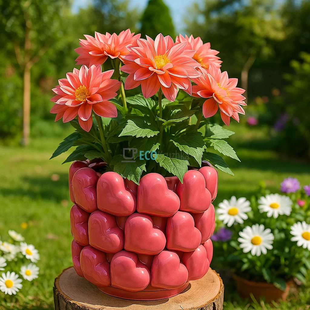 Порцелянова декоративна ваза Heart 21 × 20 см рожевий (457-374) Порцелянова декоративна ваза Heart 21 × 20 см рожевий (457-374)