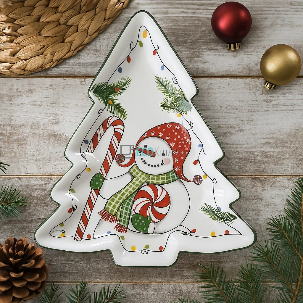 Керамічне блюдо у формі ялинки 25,6 × 23,3 см «Зимова казка» (DK019-N) Керамічне блюдо у формі ялинки 25,6 × 23,3 см «Зимова казка» (DK019-N)