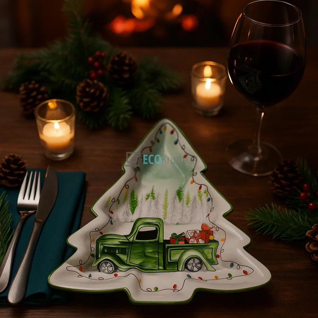 Керамічне блюдо у формі ялинки 30х27.5х3.5 см «Зимова казка» (DK018-N) Керамічне блюдо у формі ялинки 30х27.5х3.5 см «Зимова казка» (DK018-N)