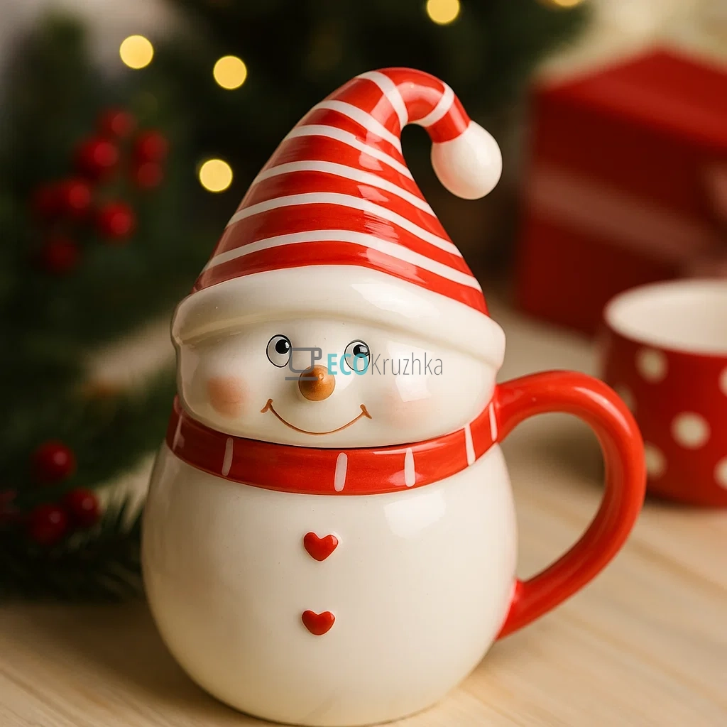 Керамічний кухоль з фігурною кришкою "Милий сніговик", 300 мл (834-413) Керамічний кухоль з фігурною кришкою "Милий сніговик", 300 мл (834-413)