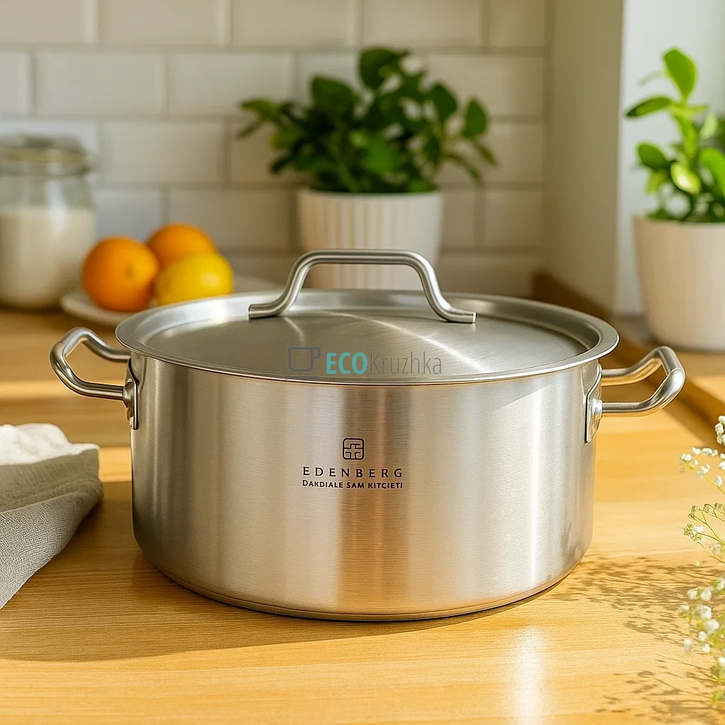Каструля нержавіюча 12,7 л професійна з кришкою Edenberg EB-3762