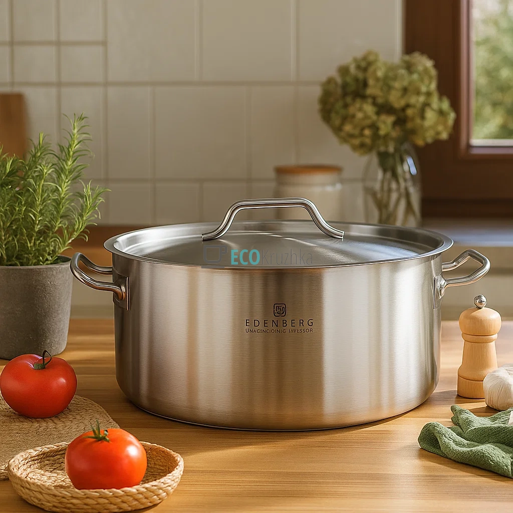 Каструля нержавіюча 13,6 л професійна з кришкою Edenberg EB-3763 Каструля нержавіюча 13,6 л професійна з кришкою Edenberg EB-3763