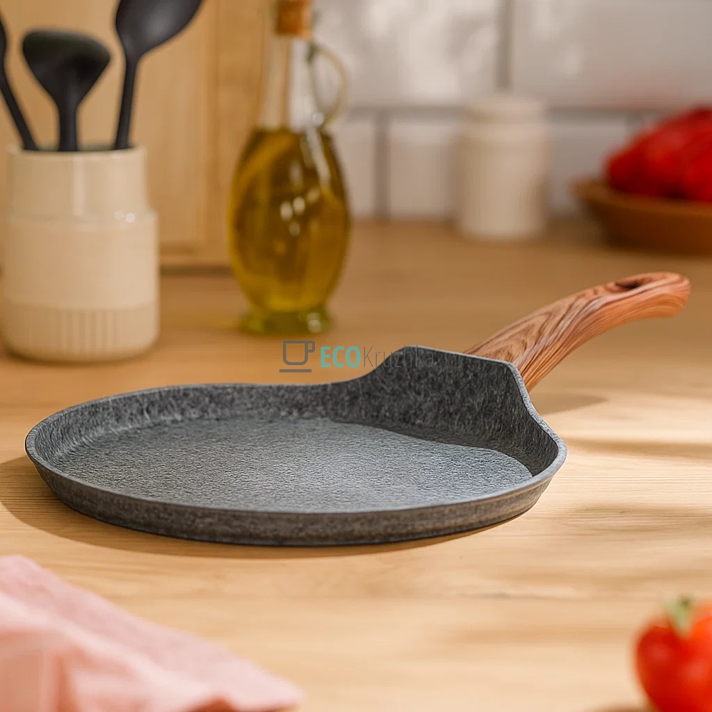 Сковорідка для млинців 24 см з антипригарним покриттям Grey marble з алюмінію Kamille KM-4171 Сковорідка для млинців 24 см з антипригарним покриттям Grey marble з алюмінію Kamille KM-4171