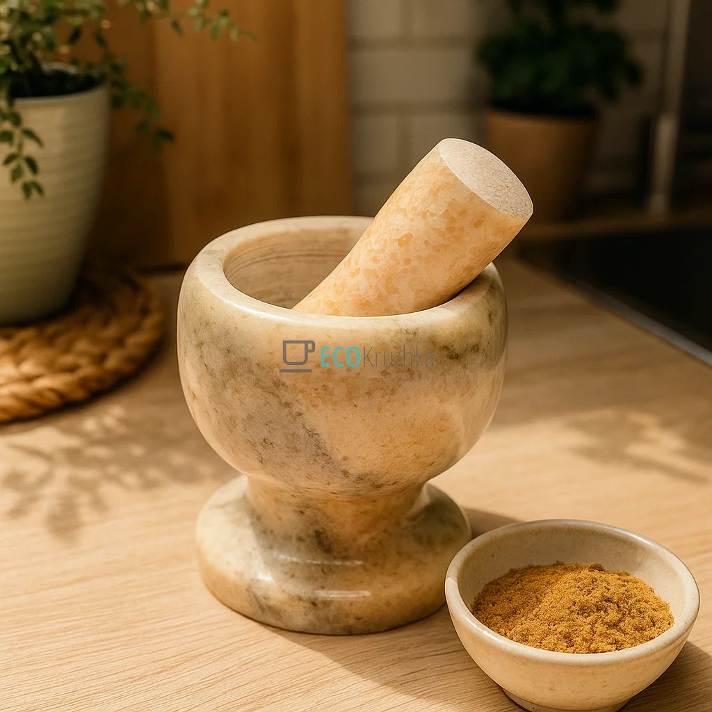 Ступка камяна з товкачем 13х13 см Бежевий Frico FRU-060 Ступка камяна з товкачем 13х13 см Бежевий Frico FRU-060