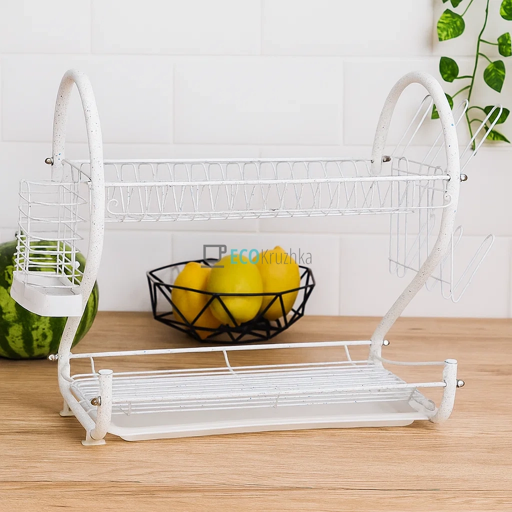 Сушка для посуду з двоярусна Edenberg Біла EB-2108M