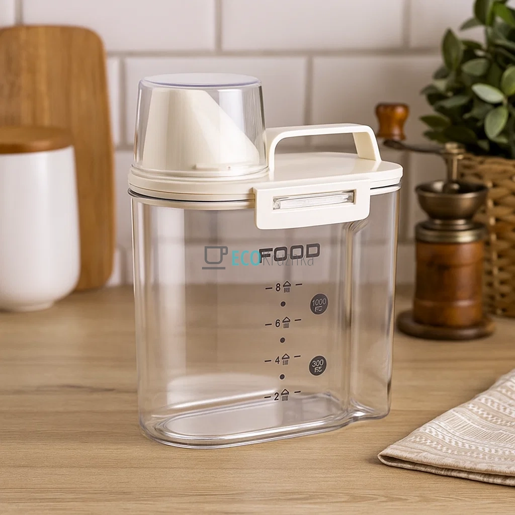 Герметичний контейнер 1,0 л для круп з дозатором Edenberg EB-18498 Герметичний контейнер 1,0 л для круп з дозатором Edenberg EB-18498