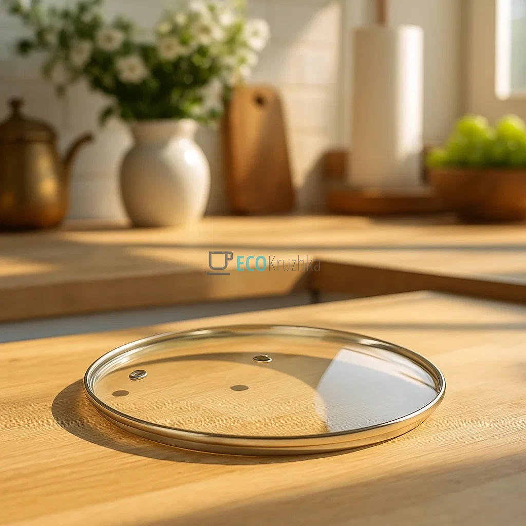 Кришка скляна з нержавіючим обідком без ручки 18 см FRU-992 Кришка скляна з нержавіючим обідком без ручки 18 см FRU-992