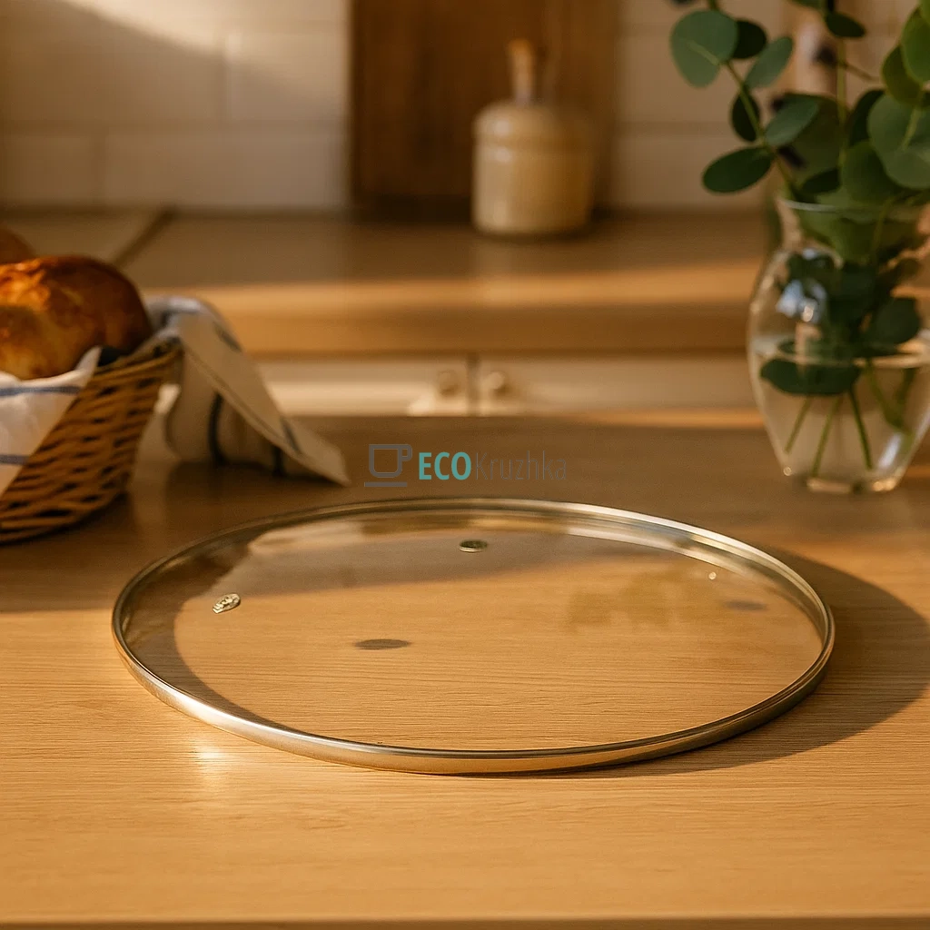 Кришка скляна з нержавіючим обідком без ручки 28 см FRU-997 Кришка скляна з нержавіючим обідком без ручки 28 см FRU-997