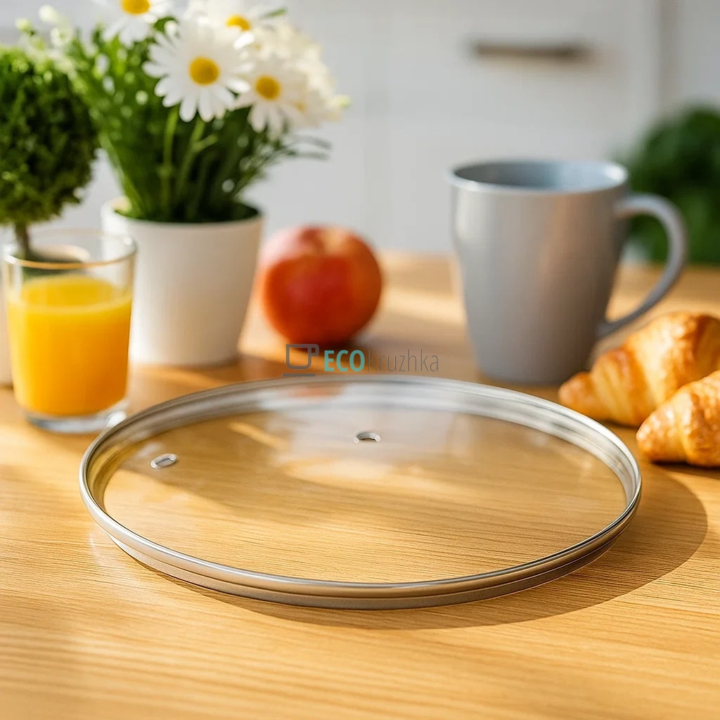 Кришка скляна з нержавіючим обідком без ручки 26 см FRU-996 Кришка скляна з нержавіючим обідком без ручки 26 см FRU-996