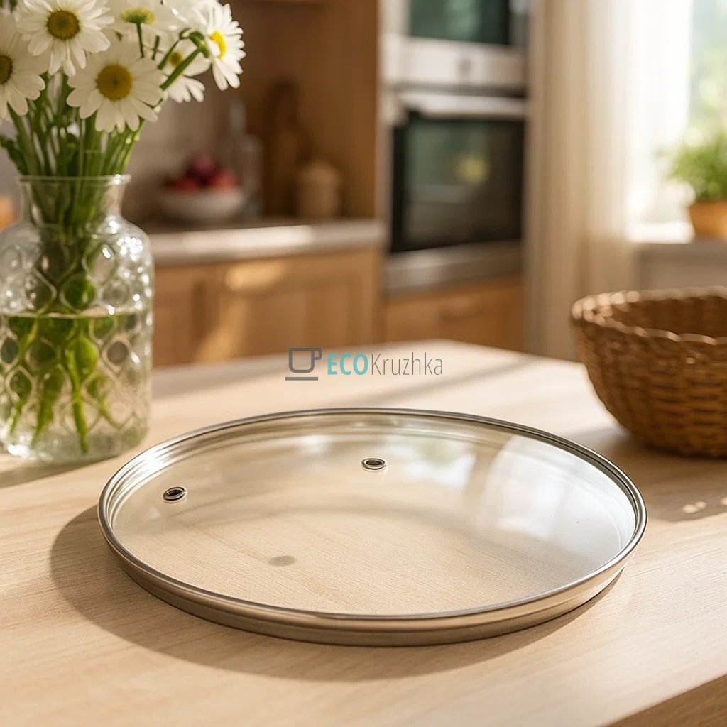 Кришка скляна з нержавіючим обідком без ручки 24 см FRU-995 Кришка скляна з нержавіючим обідком без ручки 24 см FRU-995