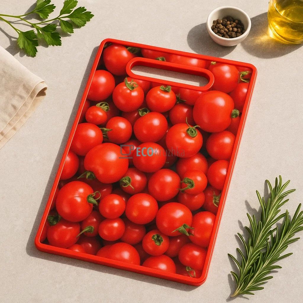 Дошка кухонна обробна 3D малюнок 367 х 225 х 11 мм Помідор FRU-806 Дошка кухонна обробна 3D малюнок 367 х 225 х 11 мм Помідор FRU-806