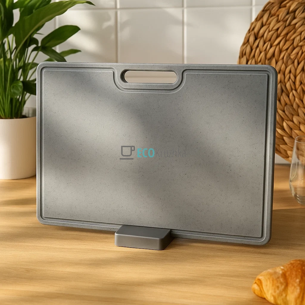 Набір обробних дощок на підставці (2 дошки + підставка) сірий 40 x 30 x 0,6 см Kamille KM-10079