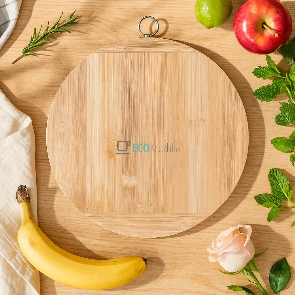 Обробна дошка бамбукова кругла 30 см FRU-799 Обробна дошка бамбукова кругла 30 см FRU-799