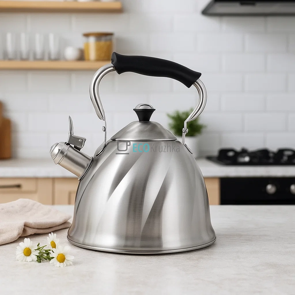 Чайник 3 л з нержавіючої сталі зі свистком і нейлонової ручкою для індукції і газу Maestro MR-1305 Чайник 3 л з нержавіючої сталі зі свистком і нейлонової ручкою для індукції і газу Maestro MR-1305