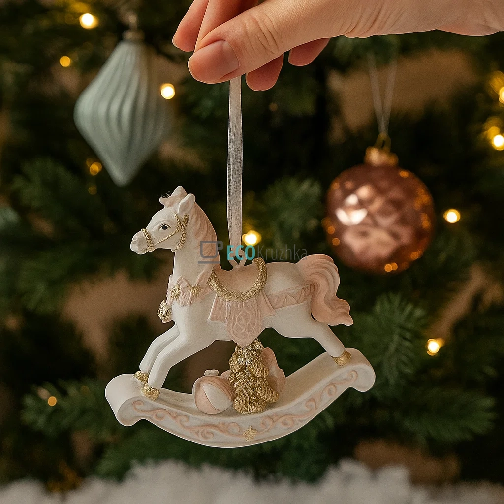 Декоративна підвісна фігурка «Конячка‑гойдалка» 8 см біло‑рожева (K07-340) Декоративна підвісна фігурка «Конячка‑гойдалка» 8 см біло‑рожева (K07-340)