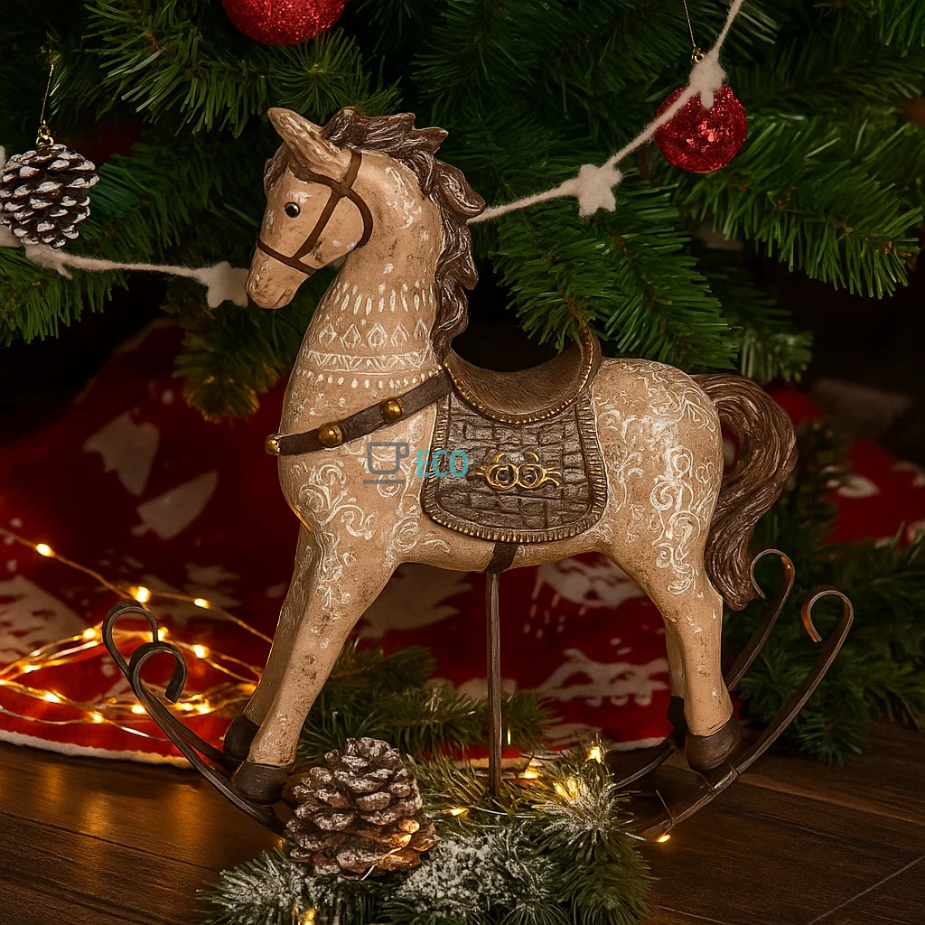 Декоративна статуетка «Конячка‑гойдалка» коричнева з золотим, 24 см (218-859) Декоративна статуетка «Конячка‑гойдалка» коричнева з золотим, 24 см (218-859)