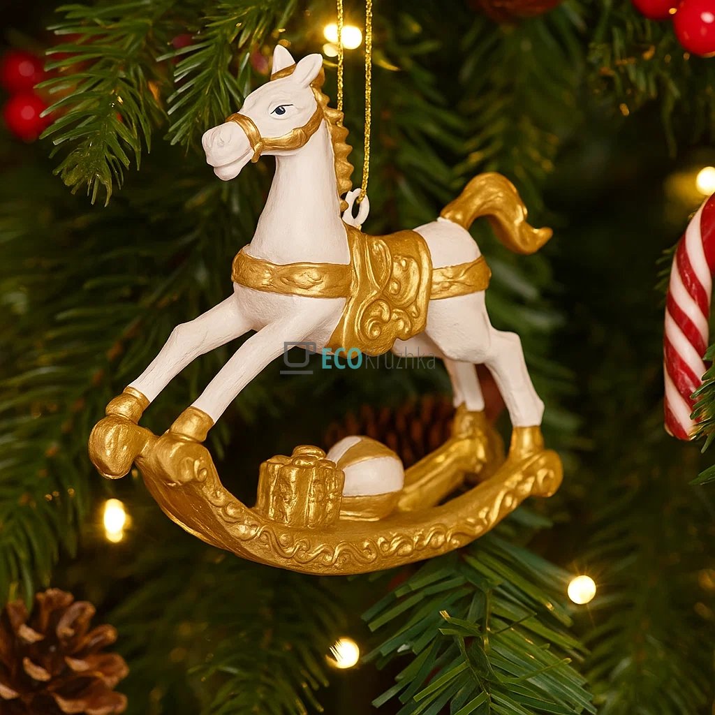 Декоративна підвіска «Конячка‑гойдалка» 8×2×7,5 см біло‑золотий (K07-828) Декоративна підвіска «Конячка‑гойдалка» 8×2×7,5 см біло‑золотий (K07-828)