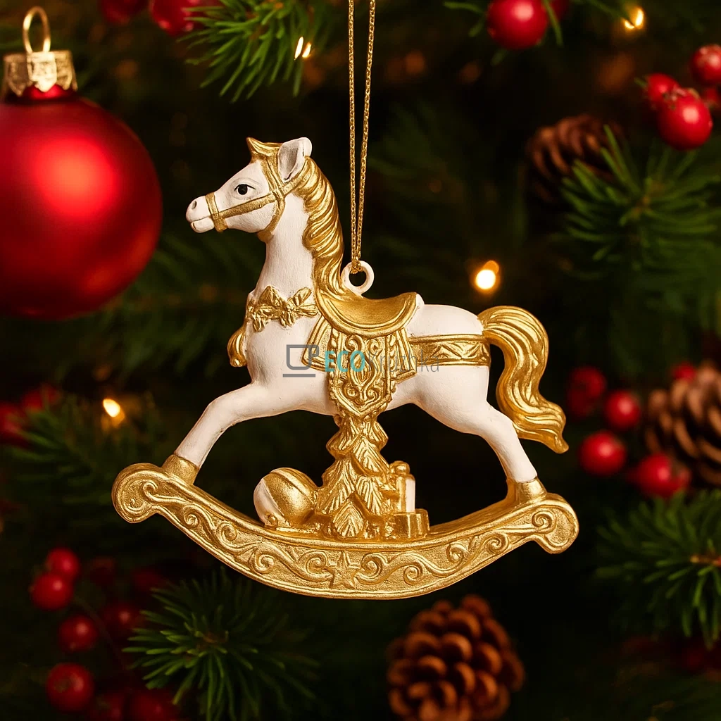 Підвіска‑статуетка «Конячка‑гойдалка» 8×2×8 см біло‑золотий (K07-857) Підвіска‑статуетка «Конячка‑гойдалка» 8×2×8 см біло‑золотий (K07-857)