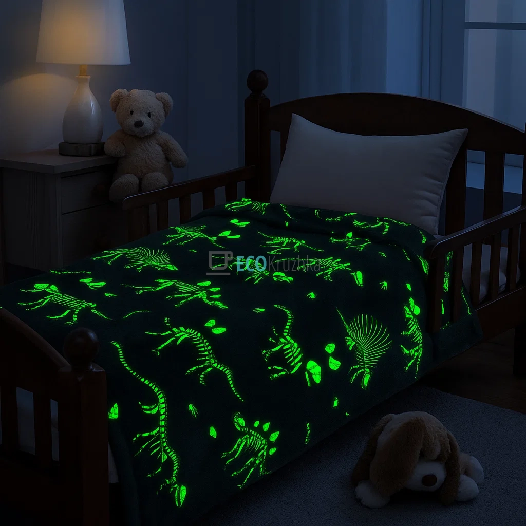 Ковдра‑плед 100×150 см “Glow in the Dark” із динозаврами (JU-3206) Ковдра‑плед 100×150 см “Glow in the Dark” із динозаврами (JU-3206)