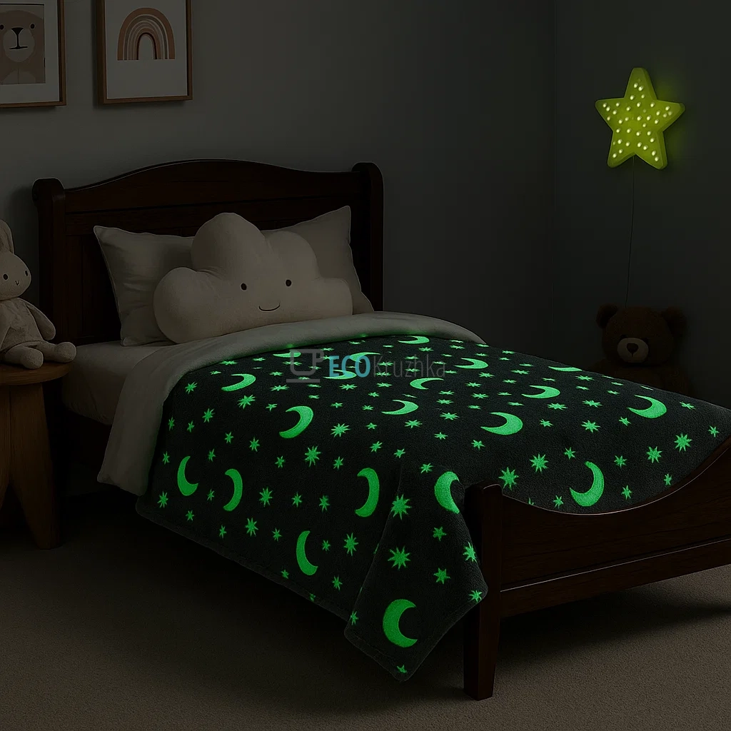 Дитячий плед‑ковдра 100×150 см “Glow in the Dark” світиться в темряві (JU-11920) Дитячий плед‑ковдра 100×150 см “Glow in the Dark” світиться в темряві (JU-11920)
