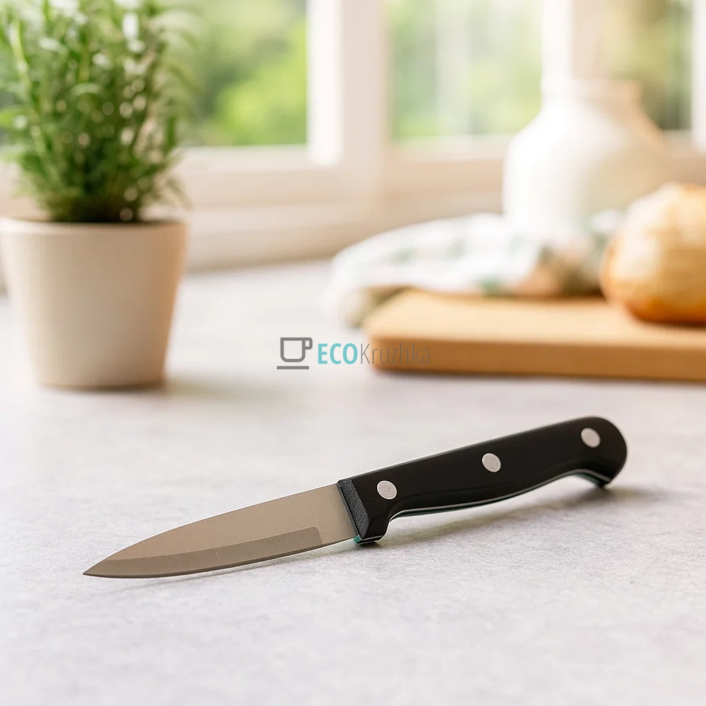 Ніж для чищення овочів з нержавіючої сталі з бакелітовою ручкою (лезо 7.5 см, ручка 10 см) Kamille KM-5104 Ніж для чищення овочів з нержавіючої сталі з бакелітовою ручкою (лезо 7.5 см, ручка 10 см) Kamille KM-5104