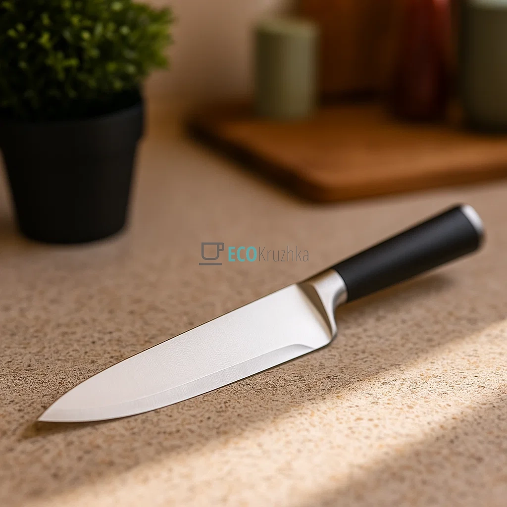 Ніж шеф-кухаря з нержавіючої сталі, лезо 20 см, ергономічна ручка Soft Touch Kamille KM-5190 Ніж шеф-кухаря з нержавіючої сталі, лезо 20 см, ергономічна ручка Soft Touch Kamille KM-5190